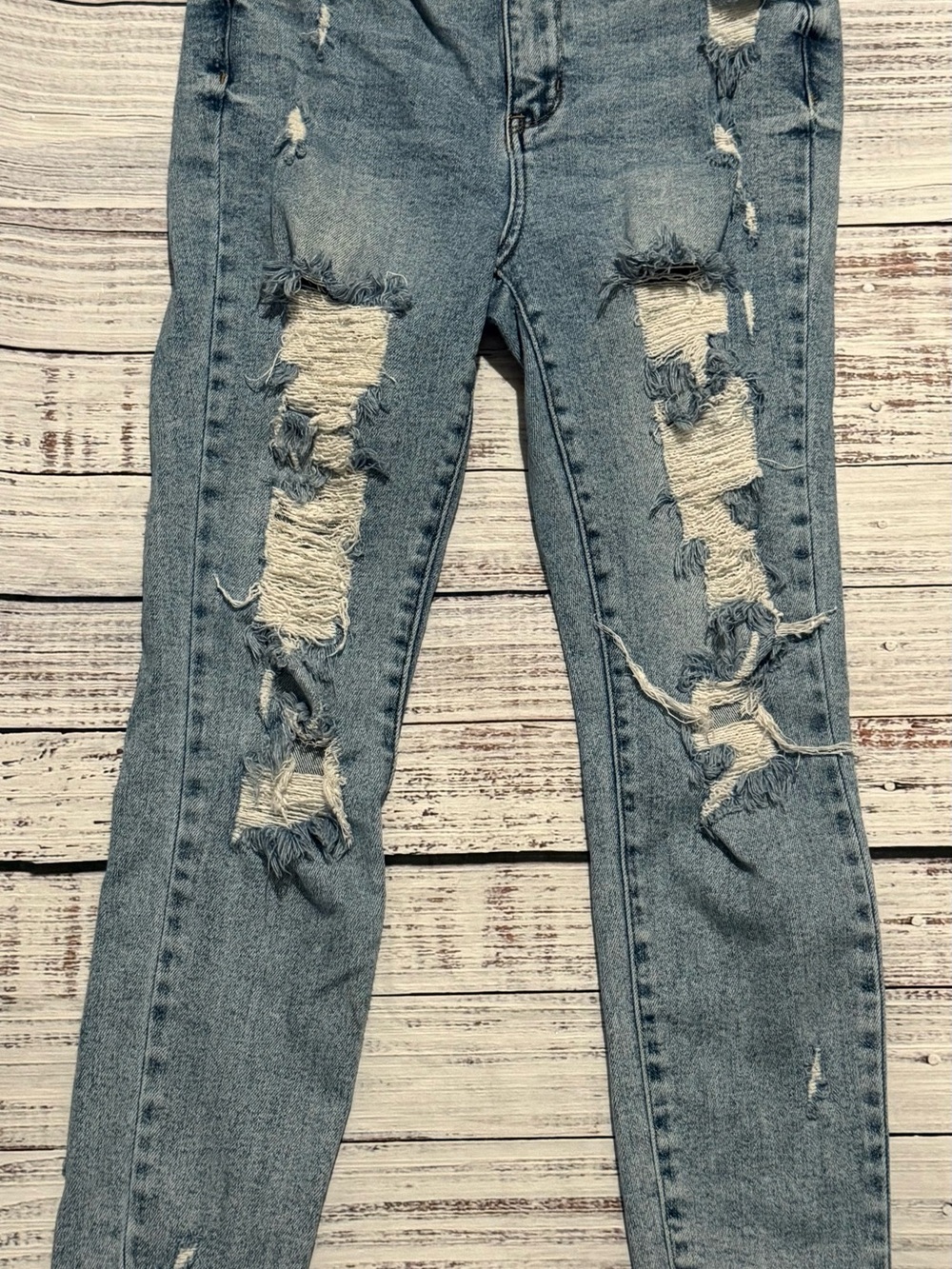 Judy Blue Jeans 9/29 High Rise Distressed Sharkbite Hem Destroyed JB88390